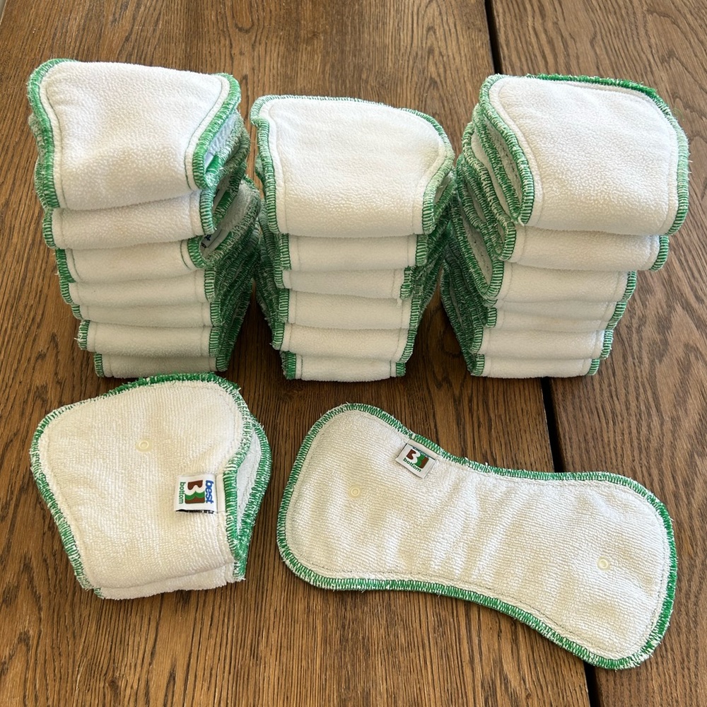 Best Bottom Stay Dry Bamboo Inserts sz Small + 2 Micro Overnight Inserts ALL 23